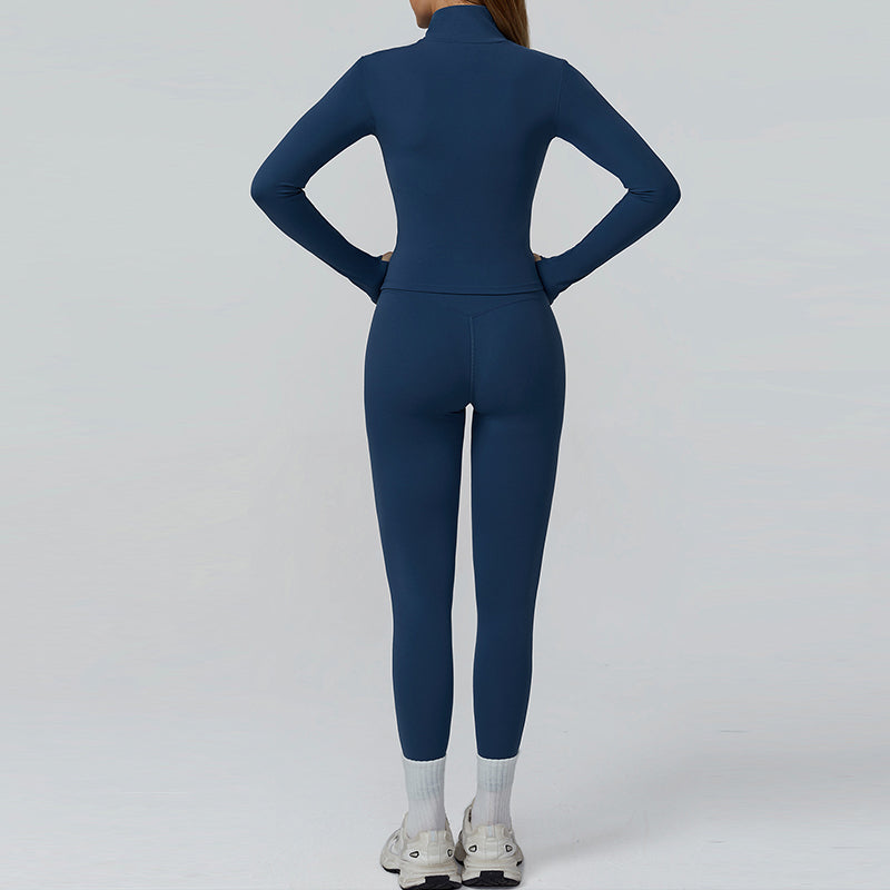 Racerback Sports Bra + Jacket + high waist leggings 3-piece set