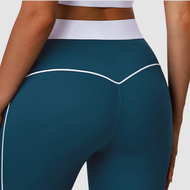 Wholesale color-block leggings with contrasting waistband