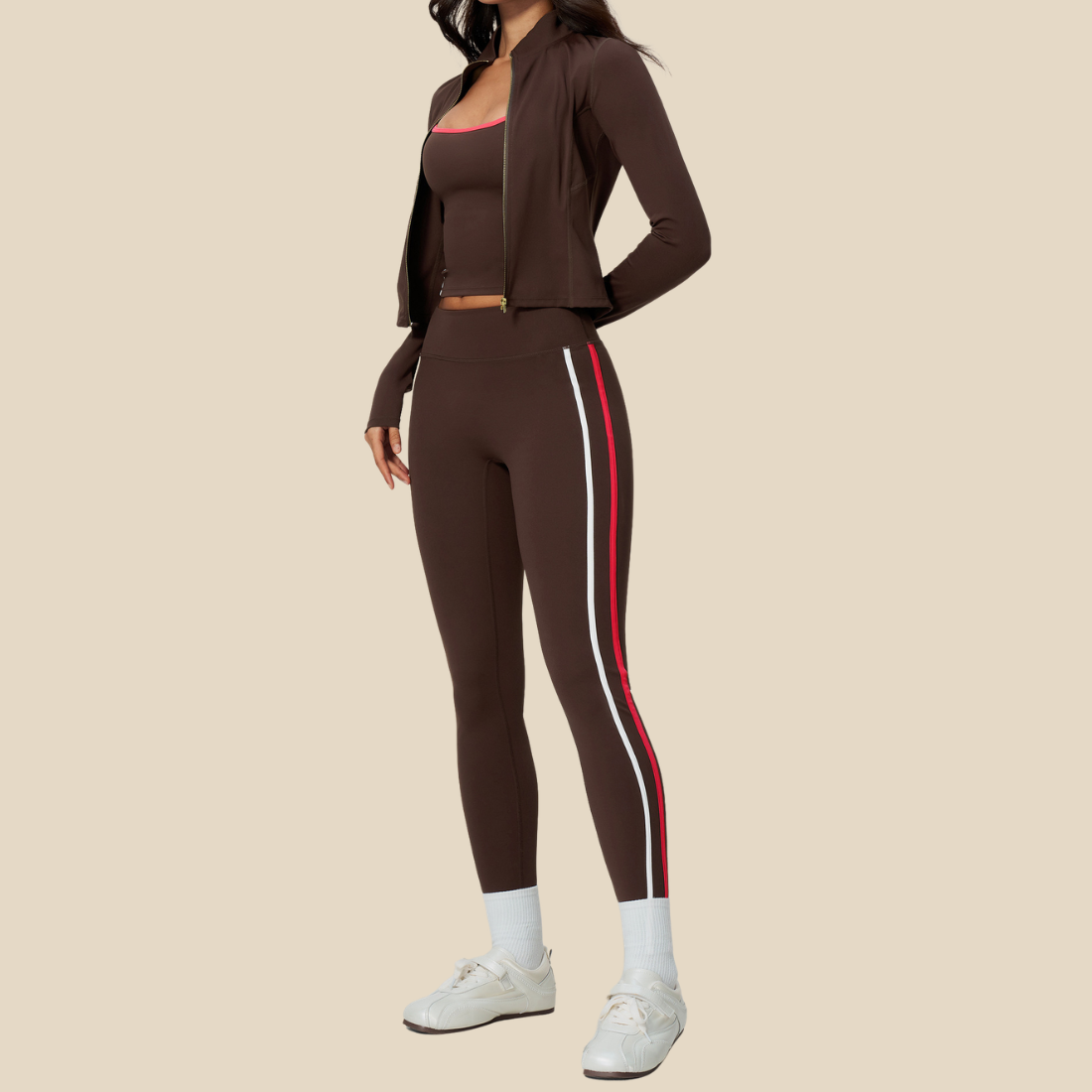 Wholesale Women's Sports Vest, Long Pants & Stand-Collar Jacket Yoga Set