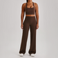 Wholesale Women's Peach Lift High Waist Flare Pants Yoga Set – Cross Back Sports Bra 0258