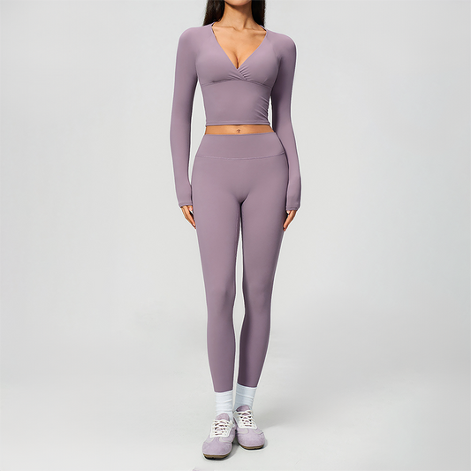 Wholesale Women's Cream-Feel Fleece Long Sleeve Top & High-Waist Leggings Set