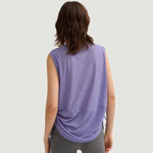 Wholesale yoga cover-up drawstring sleeveless top | Wonderxfans bulk activewear