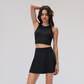 Wholesale round neck tank top + fake two piece tennis skirt