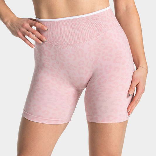 Wholesale Women's Seamless Leopard Print High-Waist Yoga Shorts
