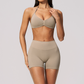 Wholesale Women's Seamless Yoga Set: Halter Open-Back Sports Bra & Shorts – Quick-Dry Lycra w/ Chest Pad