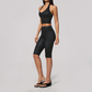 Wholesale Women's Deep V high-elastic polka-dot vest + high-waisted Capri Shorts Set
