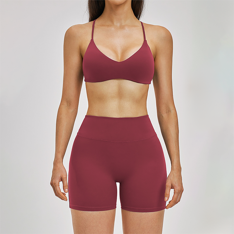 Wholesale Cross Back Tank Top+High Waist short 2-piece Set