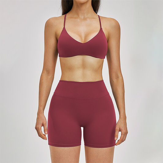 Wholesale Cross Back Tank Top+High Waist short 2-piece Set