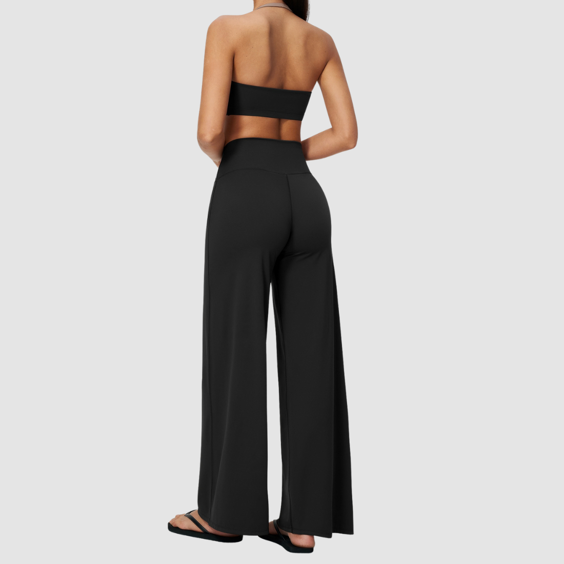 Wholesale Women's Halter Sports Bra & Wide-Leg Pants Two-Piece Set
