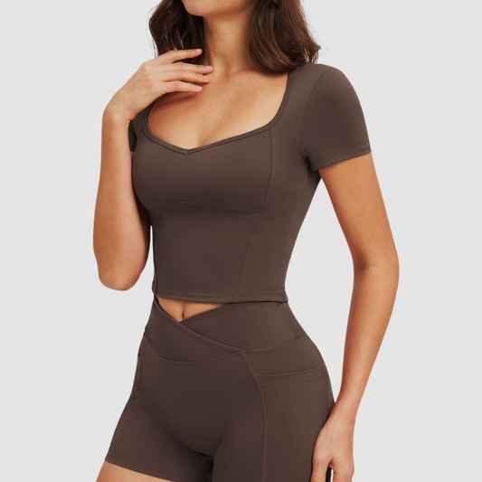 Wholesale high-waisted short-sleeved T-shirt | Wonderxfans bulk activewear