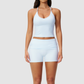Wholesale women's brushed vest and fold-over hip-lifting shorts set