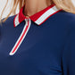 Colorblock polo collar sports top
