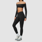 Wholesale Women's One-Shoulder Long-Sleeve Top+Yoga Leggings Set
