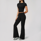 Wholesale Women's Buttery Soft Short Sleeve Crop Top & Flare Pants Yoga Set