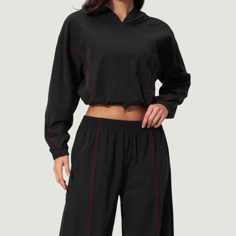 Wholesale Women's UPF50+ Sun Protection Colorblock Cropped Hoodie Jacket – Lightweight Breathable Outdoor Running Sportswear