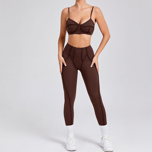 Sujetador de yoga transpirable + Legging de cintura alta 2 piezas establecidas