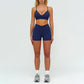 Removable bra pads + high-waisted pleated shorts 2-piece set