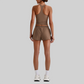 Wholesale Naked-Feel Racerback Sports Bra & High-Waist Biker Shorts Set – Sculpting Yoga 2-Piece