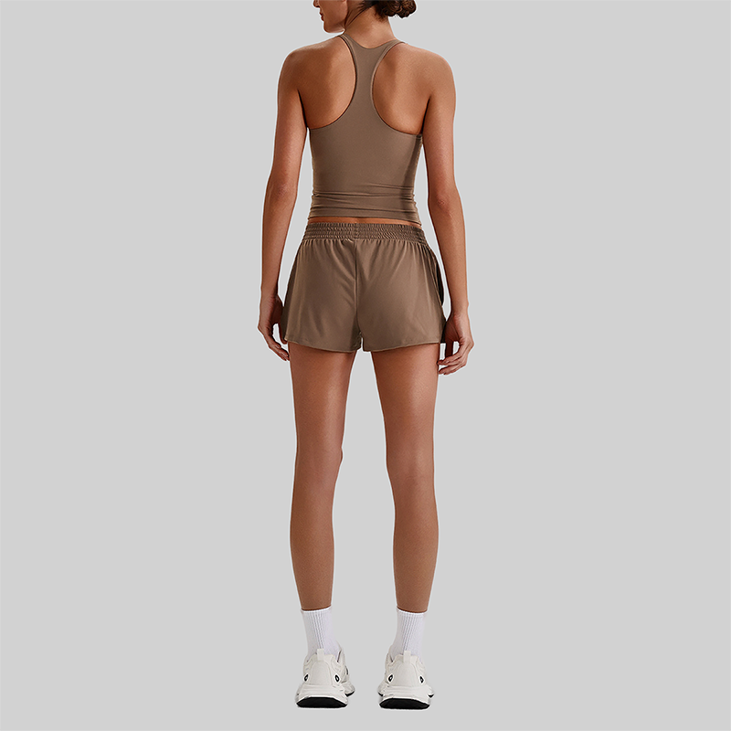 Wholesale Naked-Feel Racerback Sports Bra & High-Waist Biker Shorts Set – Sculpting Yoga 2-Piece