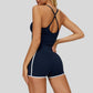Beautiful Back Slimming Tank top+Contrasting Fitness Shorts 2-piece set