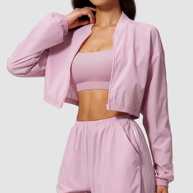 Wholesale Women's UPF50+ Sun-Protection Cropped Zip-Up Jacket – Cool-Touch Stand Collar Athletic Jacket