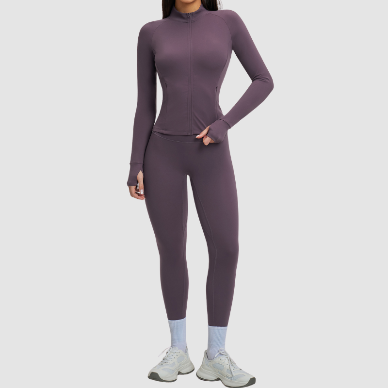 Wholesale women's zipper casual jacket+athletic leggings | Wonderxfans bulk activewear