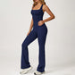 THIN STRAPS TANK TOP + Slim-fit athletic flare pants 2-PIECE SET