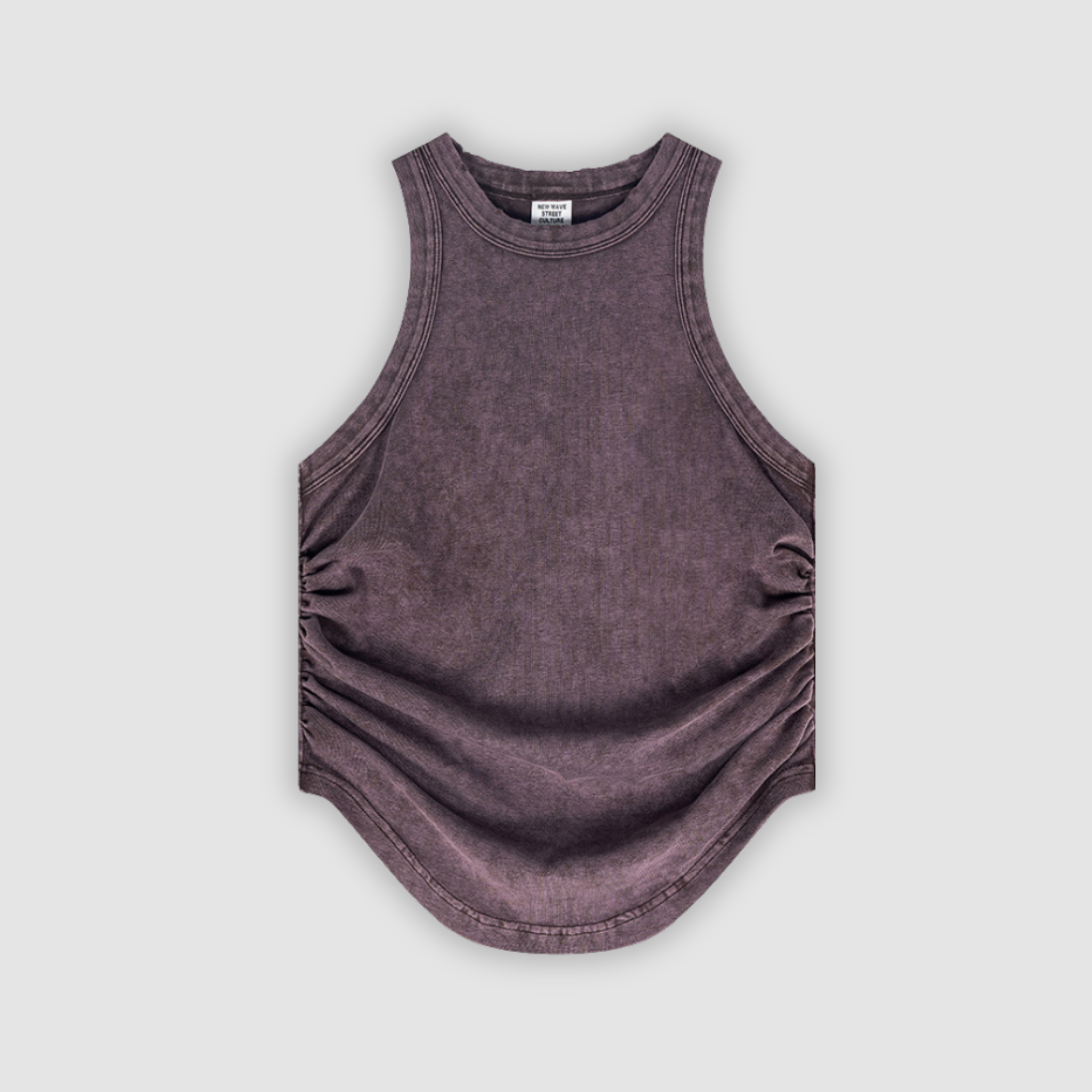 Wholesale Women’s Ruched Washed Tank – Cropped Cotton-Spandex Streetwear Top