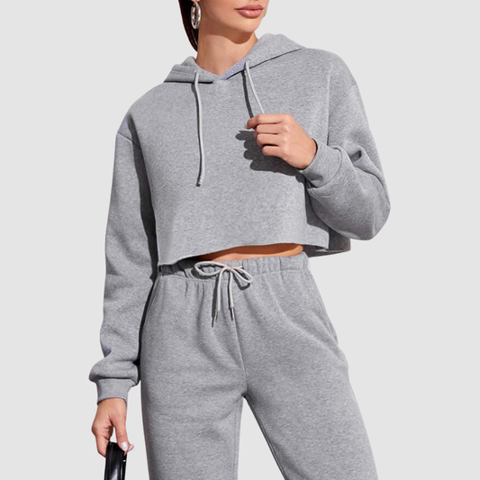 Wholesale Women's Cropped Pullover Hoodie – Loose Distressed Streetwear