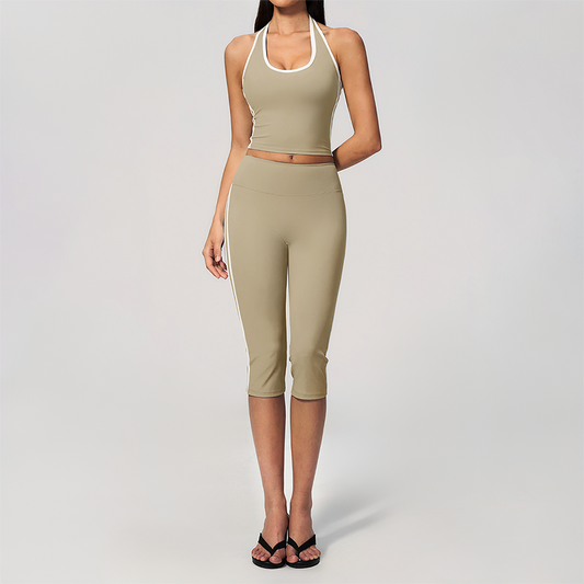 Wholesale Women's Cream-Feel Fleece Sleeveless Vest & High waisted cropped pants Set