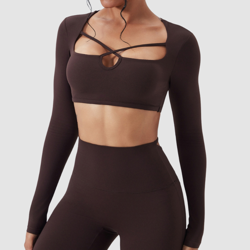 Wholesale cutout high-waisted top + flared pants