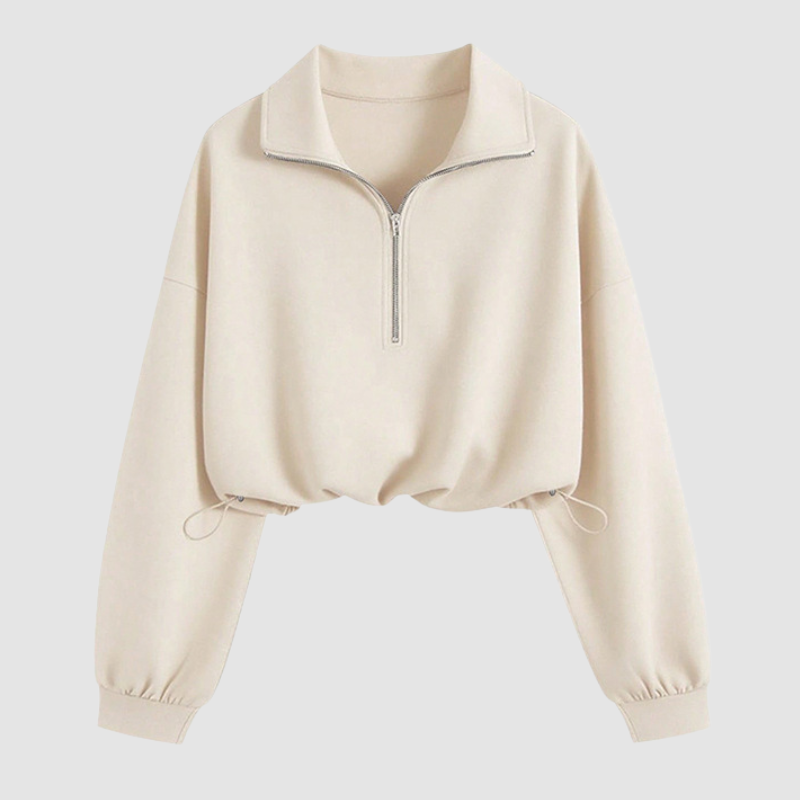 Wholesale Women's Casual Zip Collar Long Sleeve Pullover Sweatshirt – Relaxed Fit Athleisure