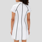 Wholesale Women's Polo Collar Tennis Dress – Color-Block Short-Sleeve Anti-Exposure Sports Dress