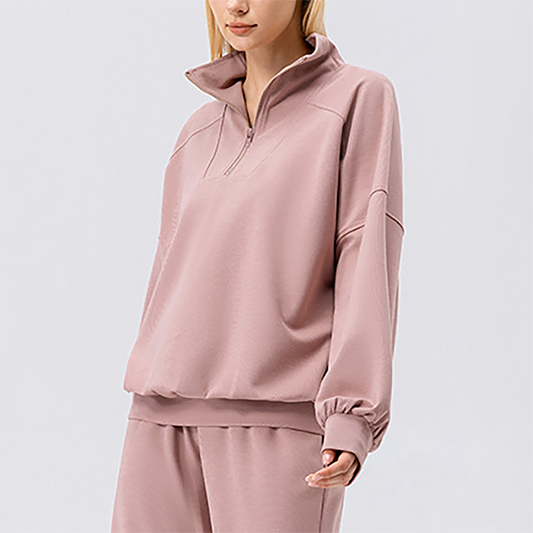 Wholesale Women's Half-Zip Pullover Sports Sweatshirt – Relaxed Fit Outdoor Running Jacket