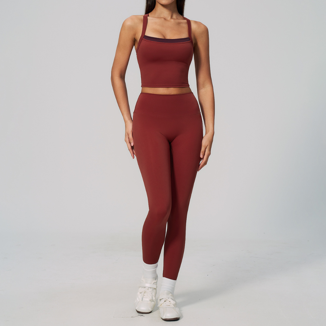 Wholesale Naked-Feel Yoga Set – Cross Back Quick-Dry Fitness Outfit