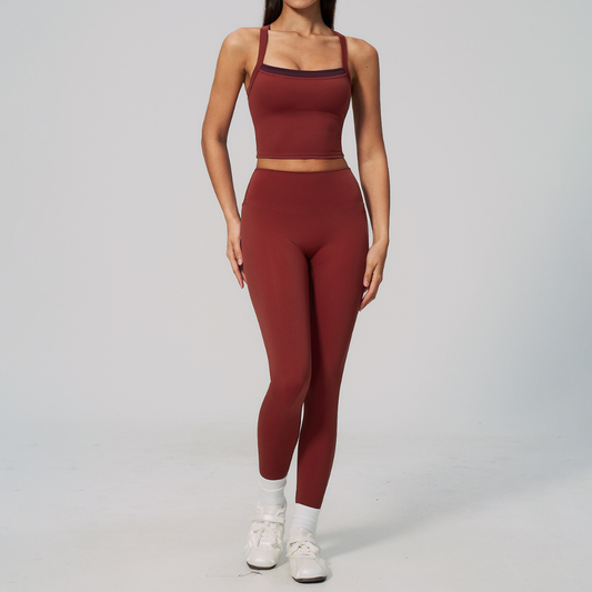 Wholesale Naked-Feel Yoga Set – Cross Back Quick-Dry Fitness Outfit