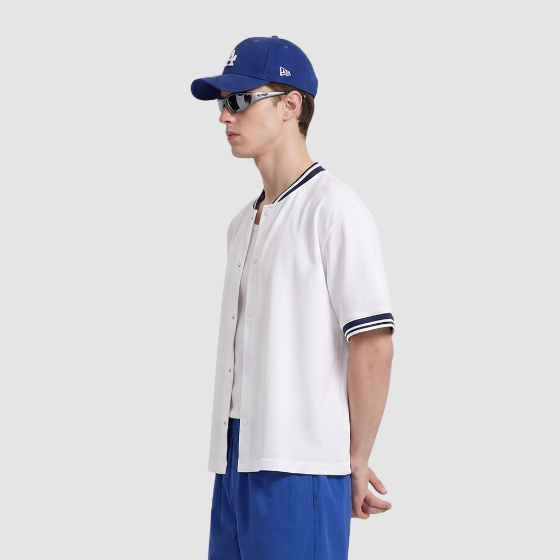 Wholesale Men’s Striped Short-Sleeve Baseball Cardigan