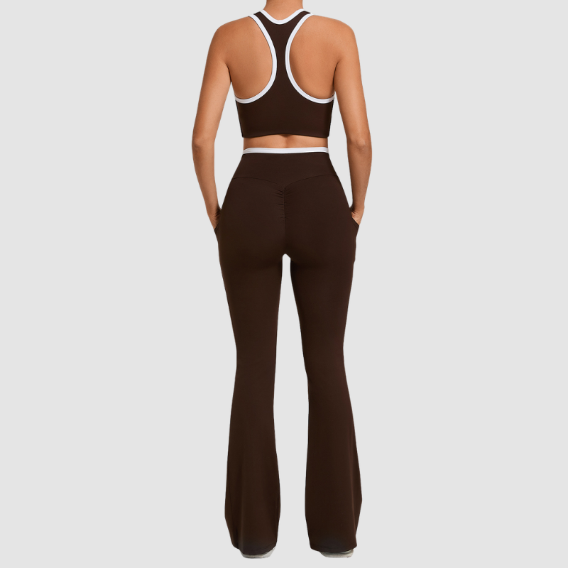 Wholesale contrasting vest+cross waistline Pants set | Wonderxfans bulk activewear