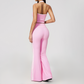 Wholesale Women's Bare-Feel Color-Block Tank Top & High waisted flared pants Set