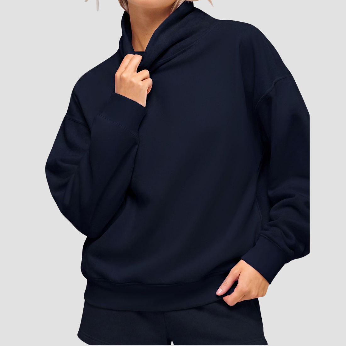 Wholesale Women's Mock Neck Casual Long-Sleeved Sweatshirt