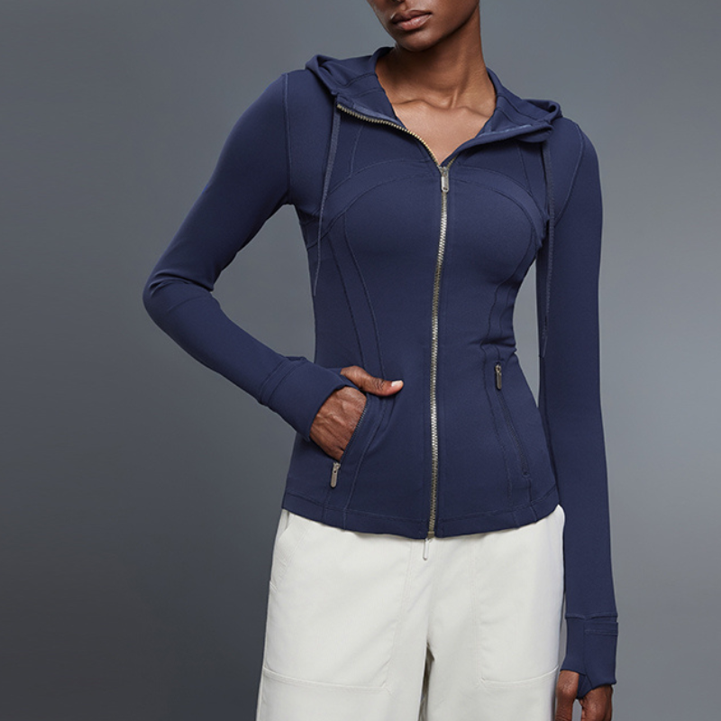 Women's yoga hooded cardigan long sleeve sports jacket