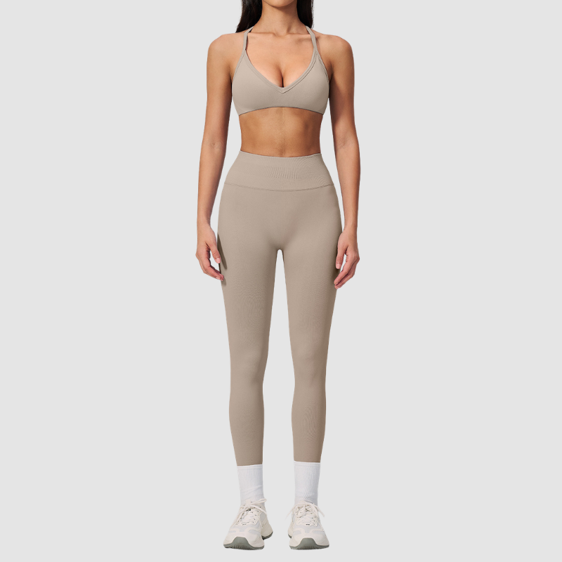 Wholesale Women's Seamless Sports Bra and Leggings Set – Open-Back Yoga Set
