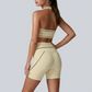 Wholesale Color-Block Quick-Dry Naked Feel Vest+Fitted Biker Short set (Pre-sale)