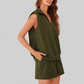 Wholesale Sleeveless V-Neck Tank & Shorts Set – Casual Athleisure 2-Piece with Pockets