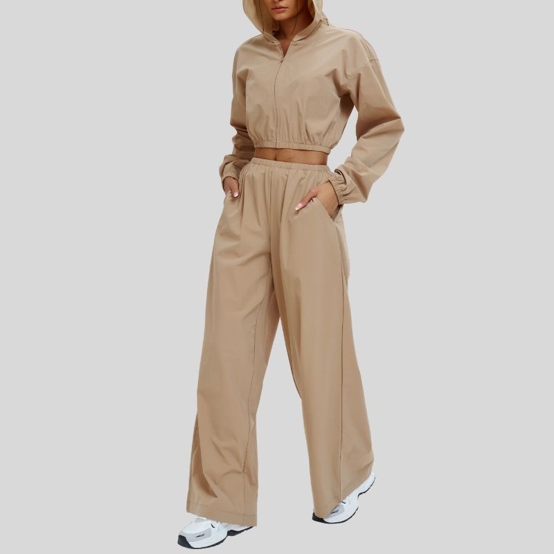 Wholesale sun protection hooded jacket + loose wide-leg pants