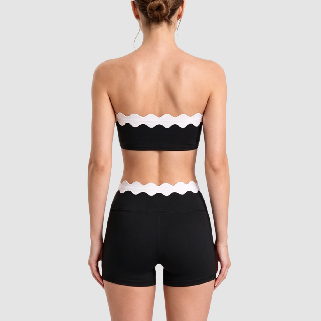 Women's Activewear Padded Color-Block Sports Bra & High-Waist Shorts Yoga Set