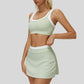 Contrast color sports bra + Anti-exposure short skirt