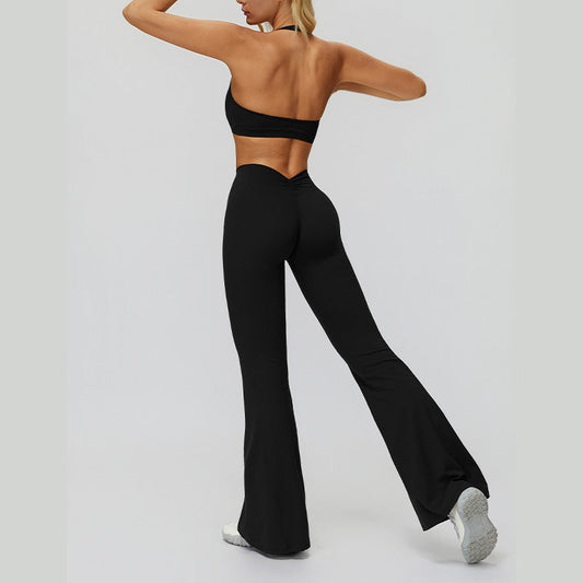 Wholesale Halter sports bra+High waisted flared | Wonderxfans bulk activewear