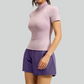 Wholesale Women's Mesh Yoga Set: Half-Zip Short Sleeve Top & Shorts