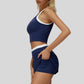 Two-piece contrasting sports tank top + A-line skirt